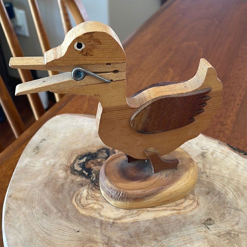 Vintage Wooden Duck Clothespin Letter / Photo Holder